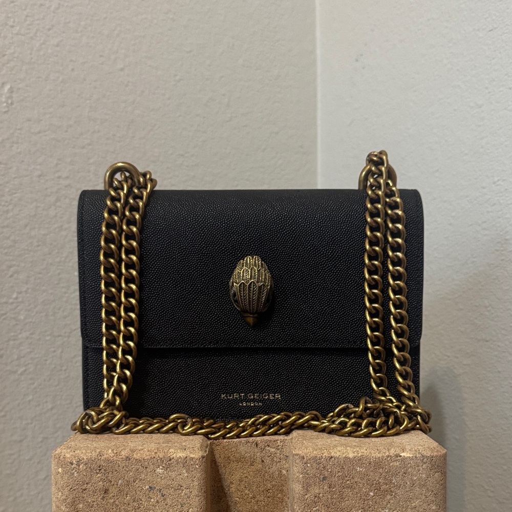 Kurt Geiger Black Crossbody with Gold Chain